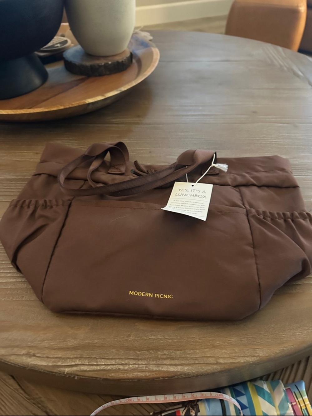 New Modern Picnic Brown Lunchbox Tote